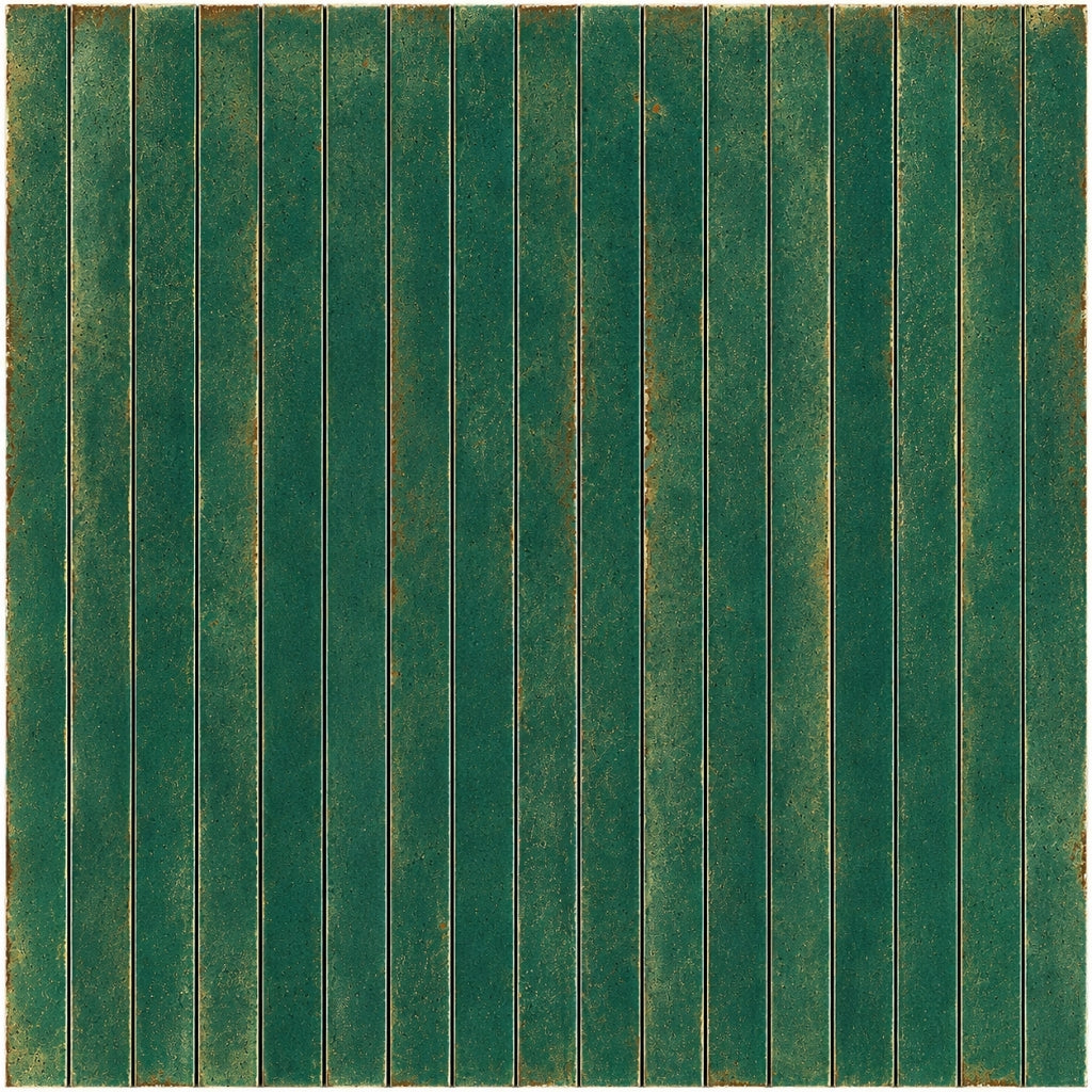 Rectangular green tile with vertical slats