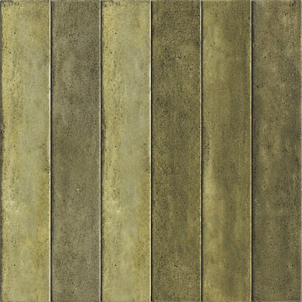 Patterned tile with vertical stripes in shades of brown and beige