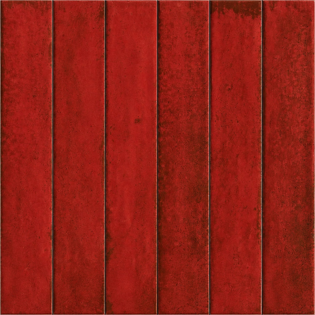Red textured panel with vertical stripes
