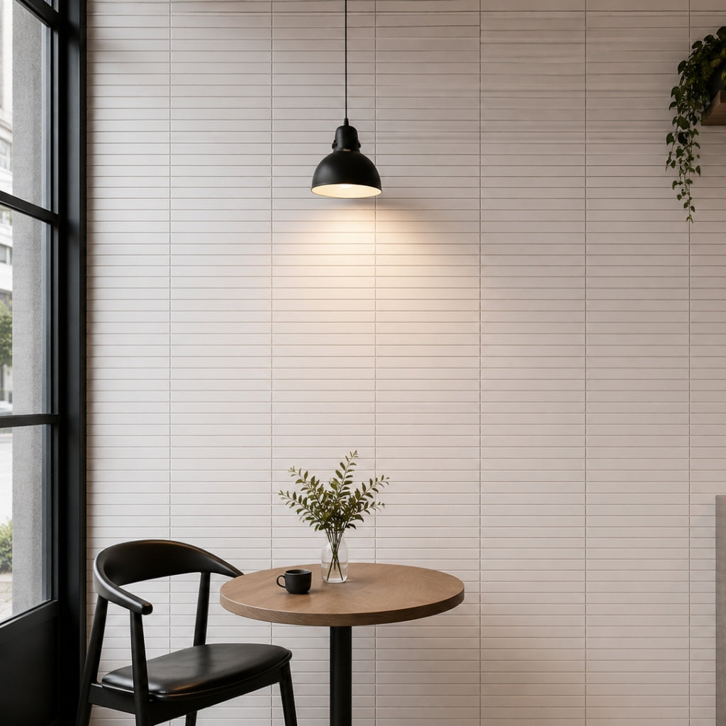 Porcelain Flat Mosiac White  Tile 15X145 mm