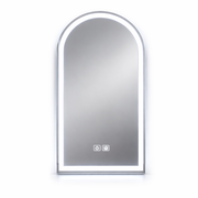 Arched mirror with LED lighting on a white background