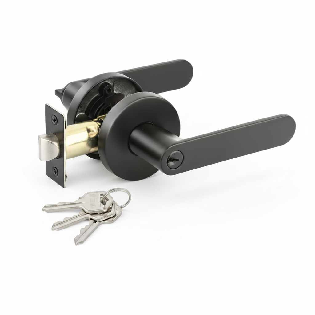 Round Entry Door Handle | Matte Black