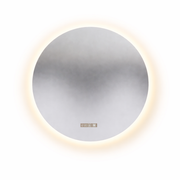Round mirror with a lighted frame on a white background
