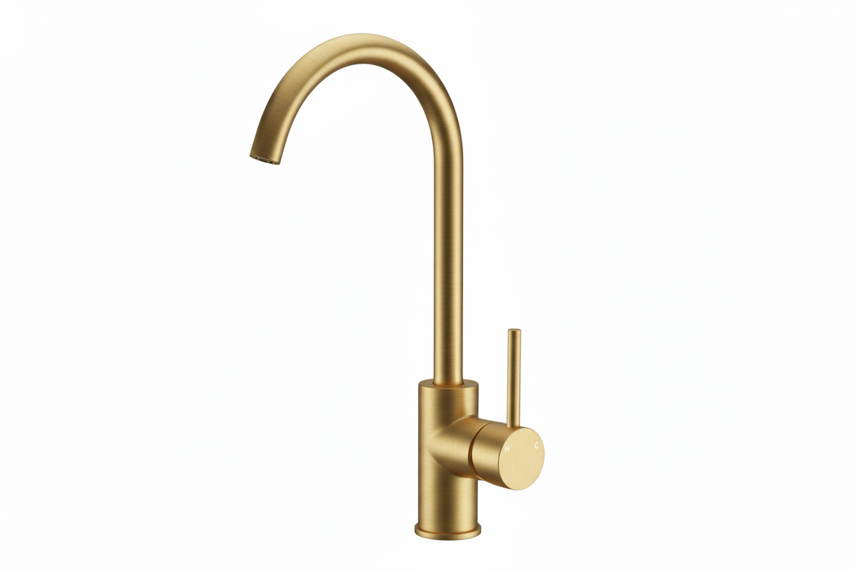 Sink Mixer Tap | 360° Swivel Gooseneck Laundry Kitchen | WELS | Brushed Gold