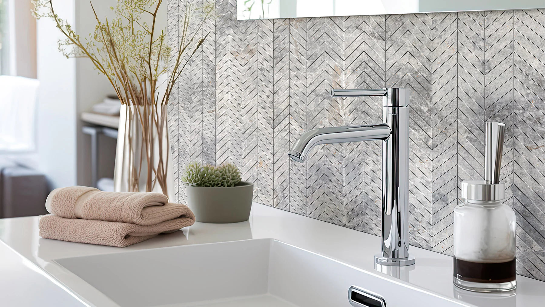 Tundra Grey Chevron Porcelain Tile