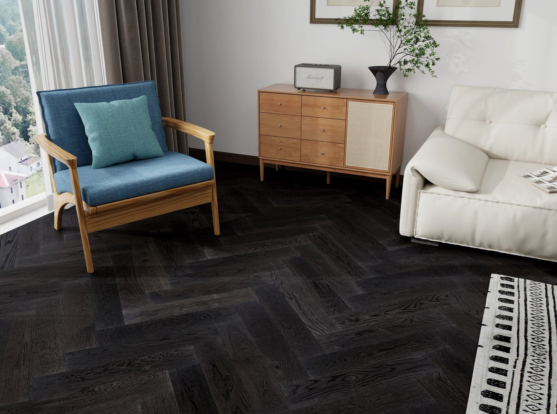 CrossWood T9 Brescia engineered herringbone flooring render image