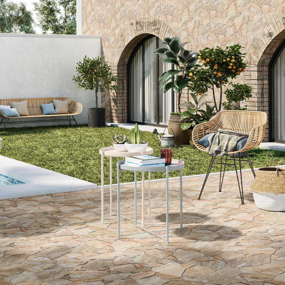 Deva dry stone look porcelain tile application