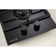 Euro Appliances ECT300GBK2 30cm black gas-on-glass wok cooktop