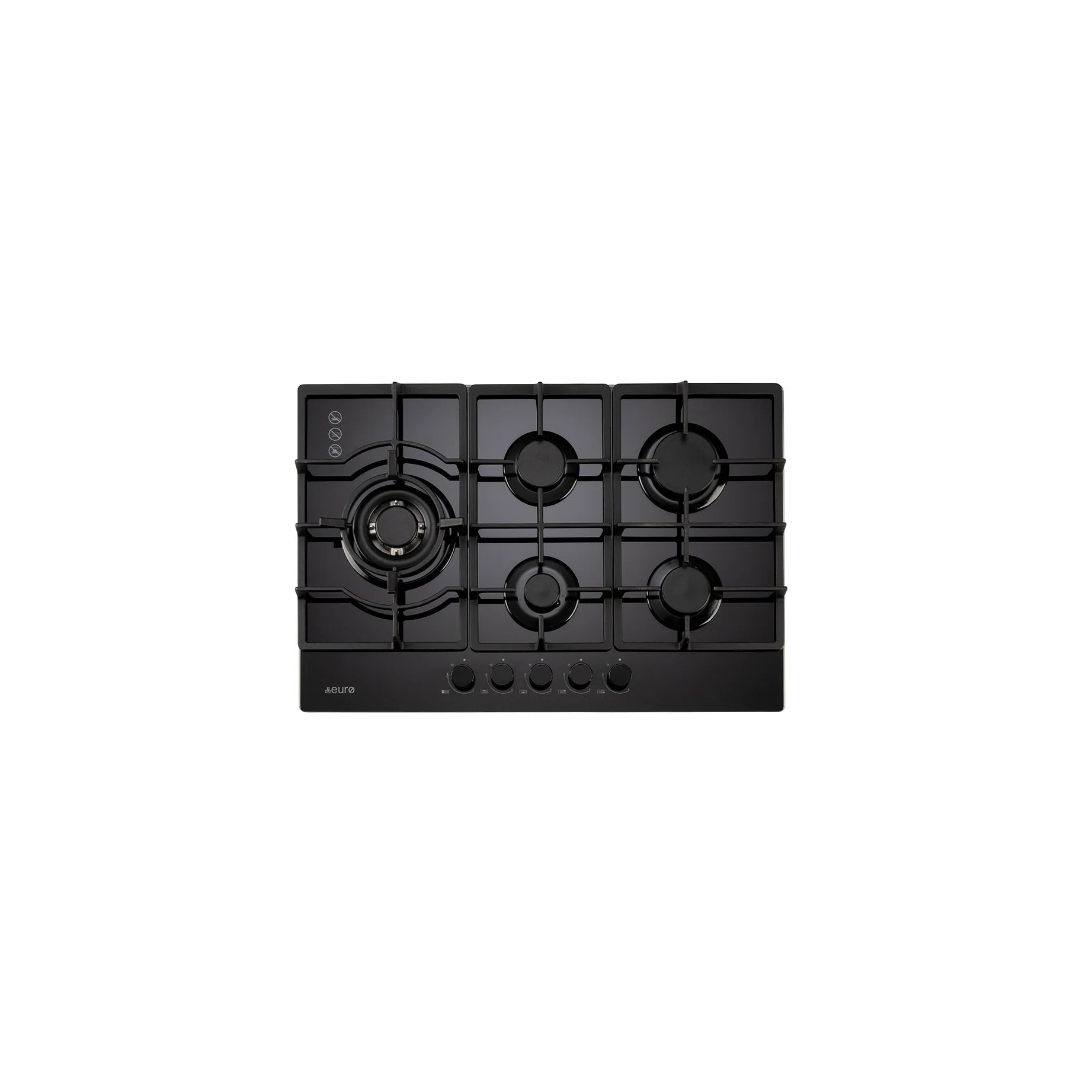 Euro Appliances ECT750GBK2 75cm black gas-on-glass cooktop