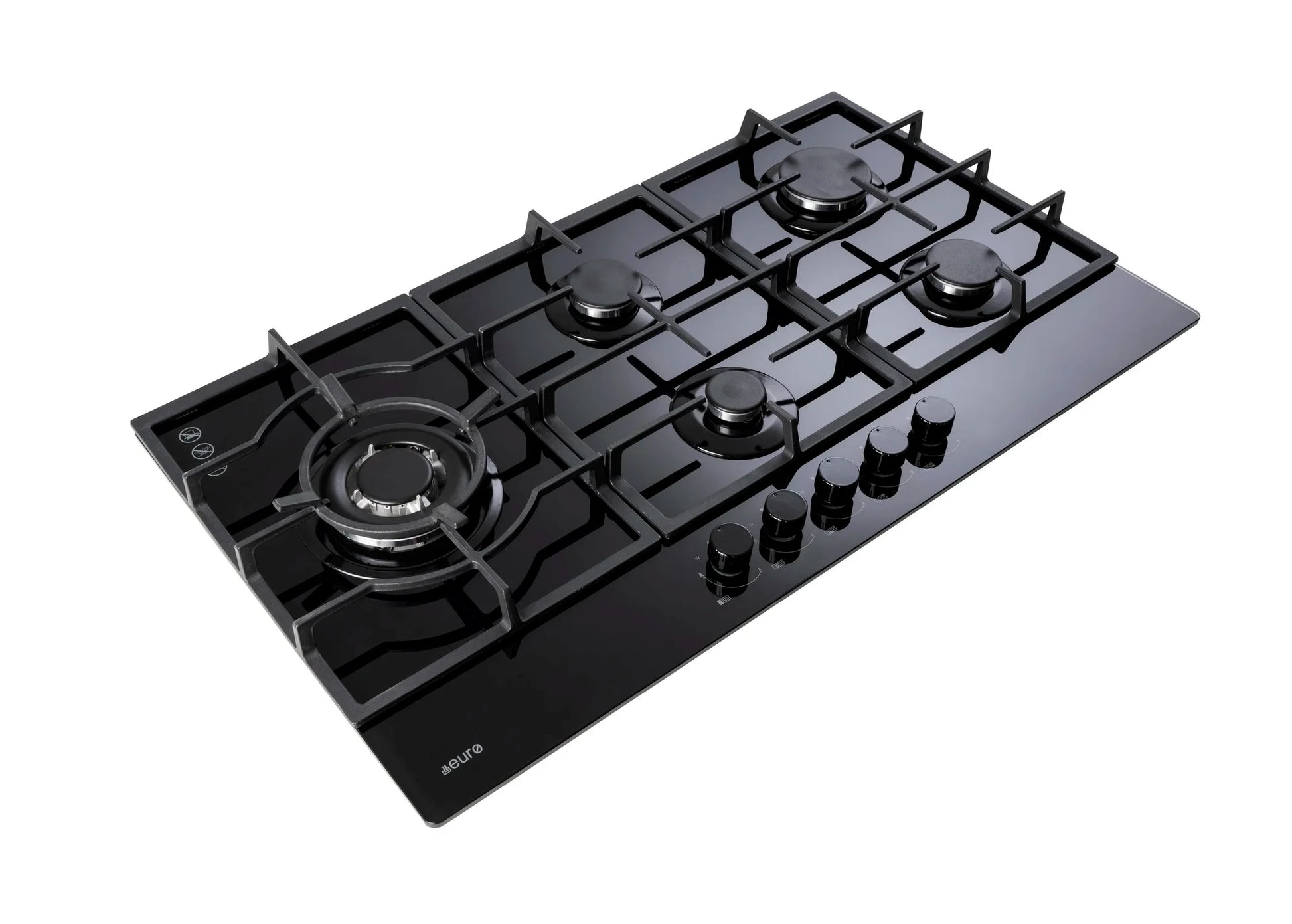 Euro Appliances ECT900GBK2 90cm black gas-on-glass cooktop