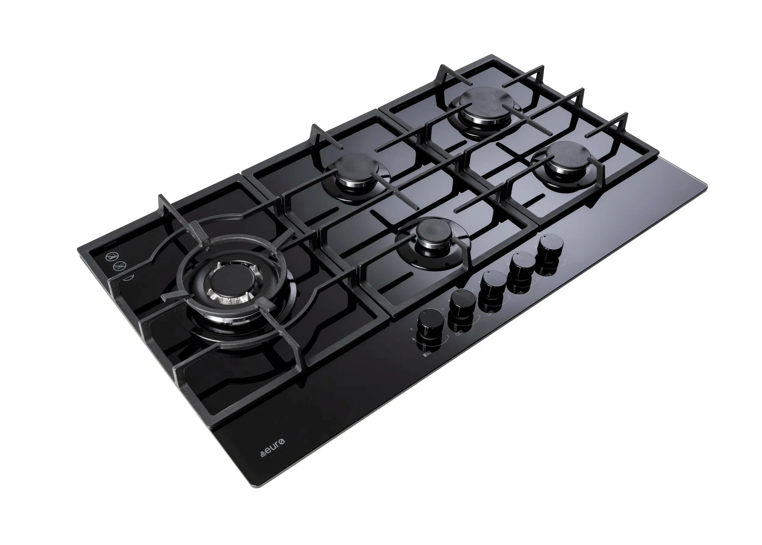 Euro Appliances ECT900GBK2 90cm black gas-on-glass cooktop
