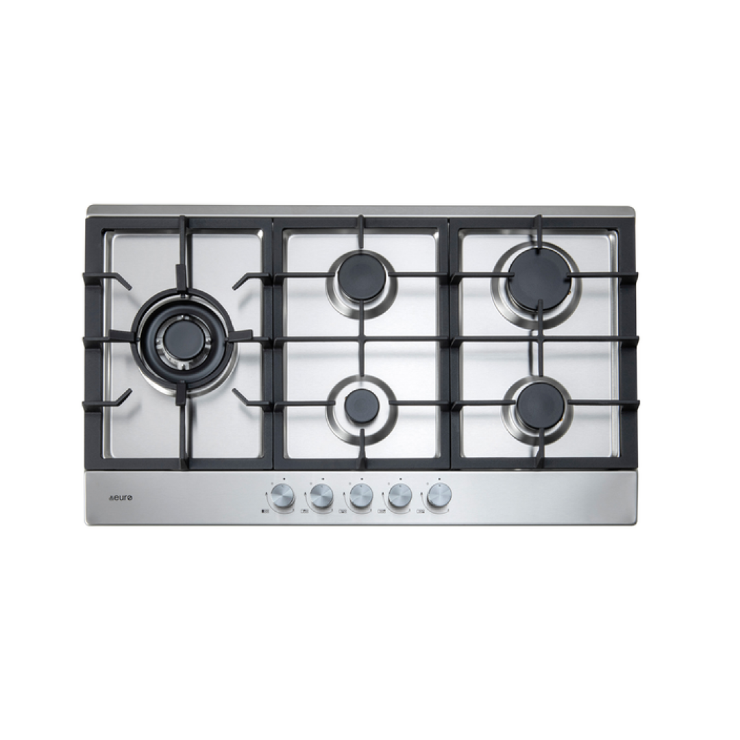 Euro Appliances ECT90G5X 90cm stainless steel five-burner gas cooktop