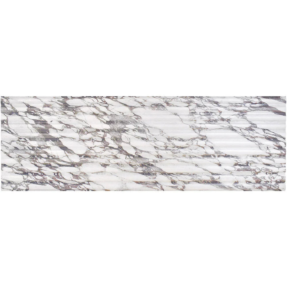 Fluted Calacutta Viola porcelain wall tile