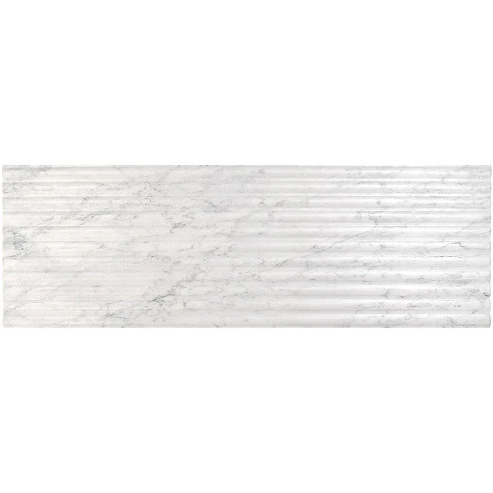 Fluted Marmi porcelain wall tile close-up