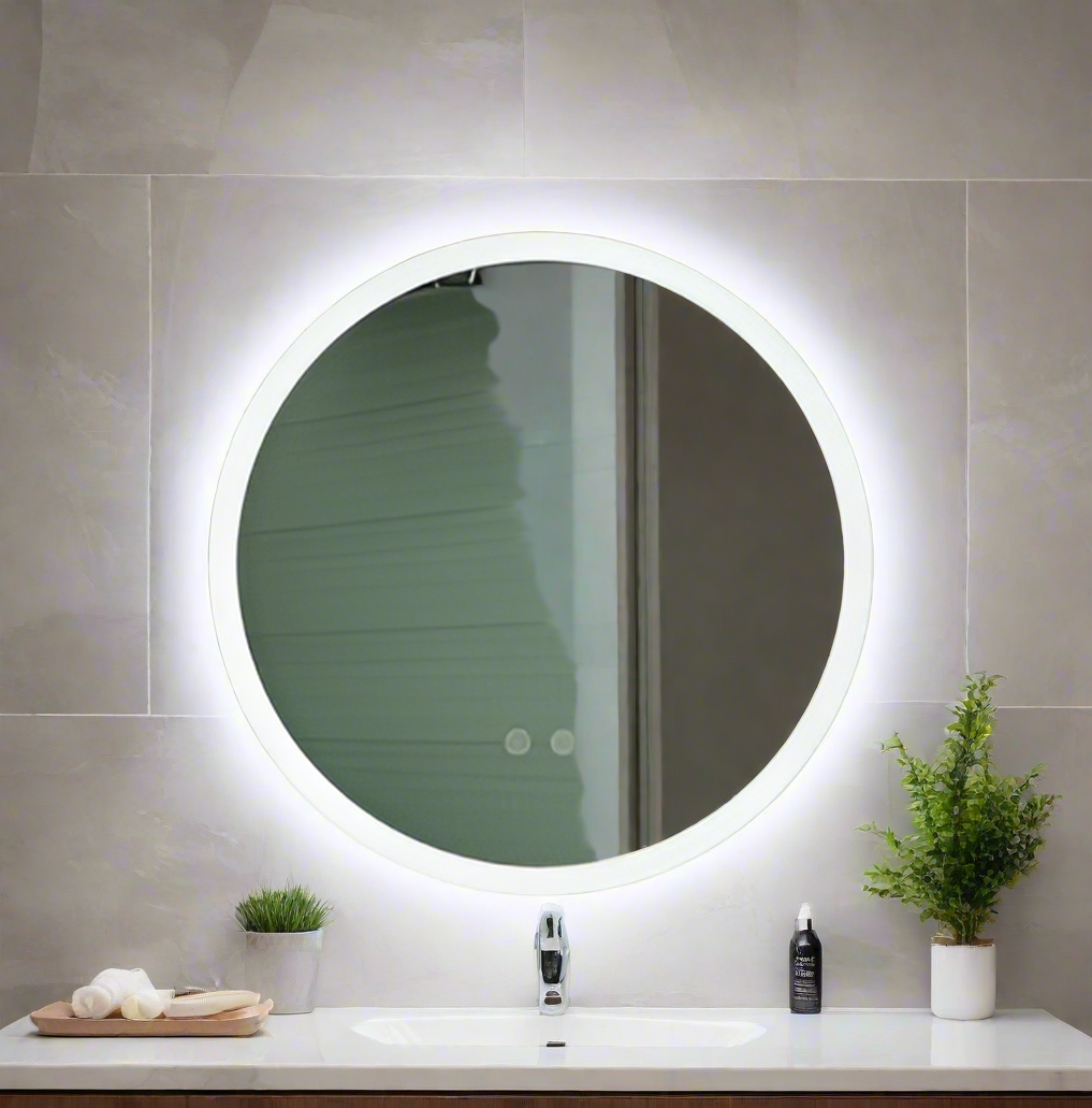 Modern Round Bathroom Frameless Backlit LED Wall Mirror 