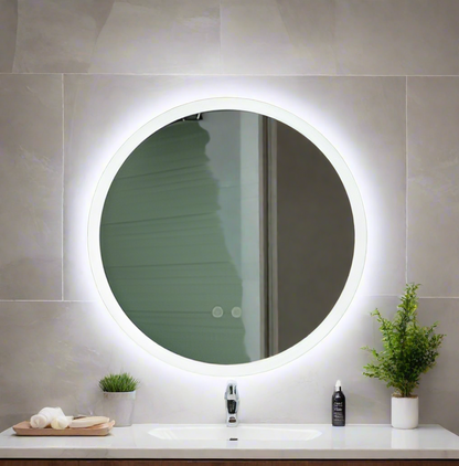 Modern Round Bathroom Frameless Backlit LED Wall Mirror 