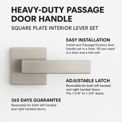 Heavy-duty passage door handle with full information.