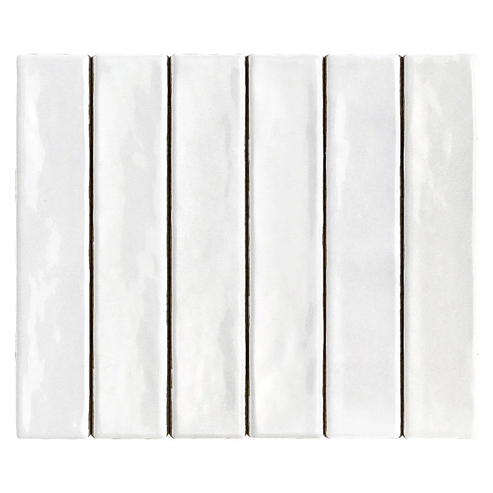 Mallorca White 50x250 gloss ceramic wall tile close-up