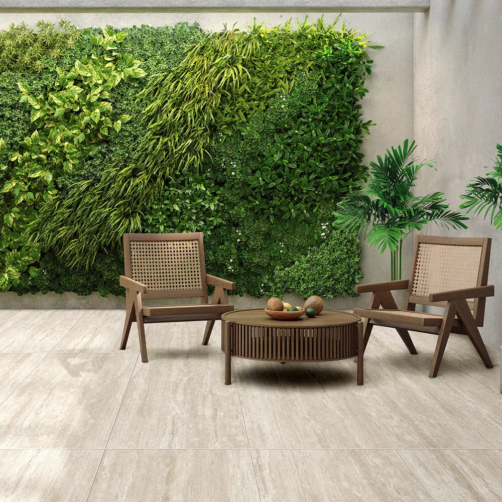 Marble Vein travertine look porcelain tile lifestyle application