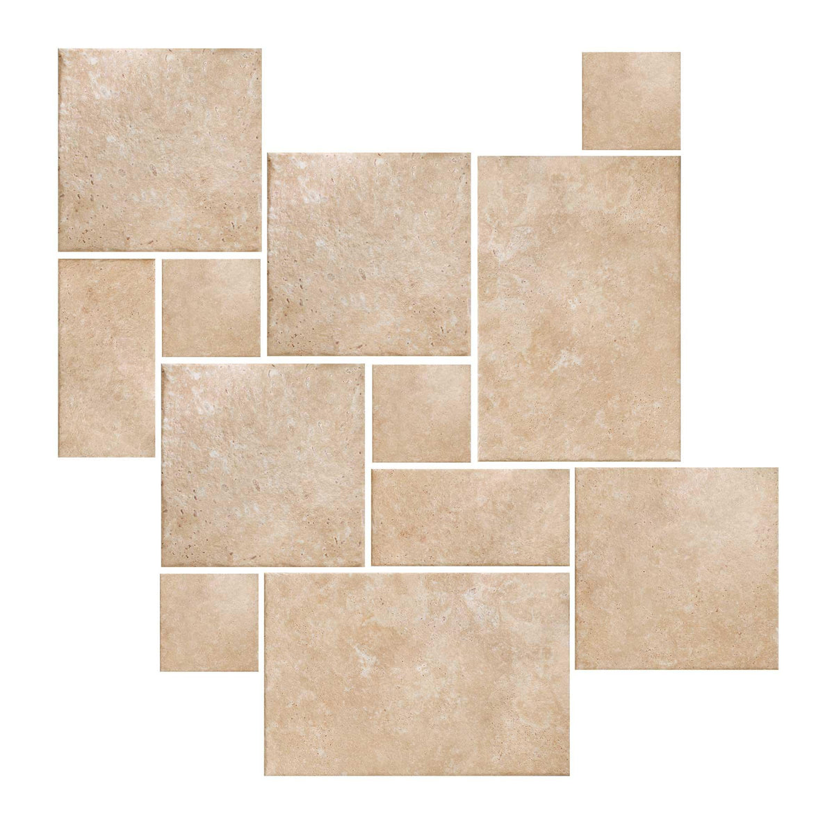 Metz Beige French Pattern structured outdoor porcelain tile