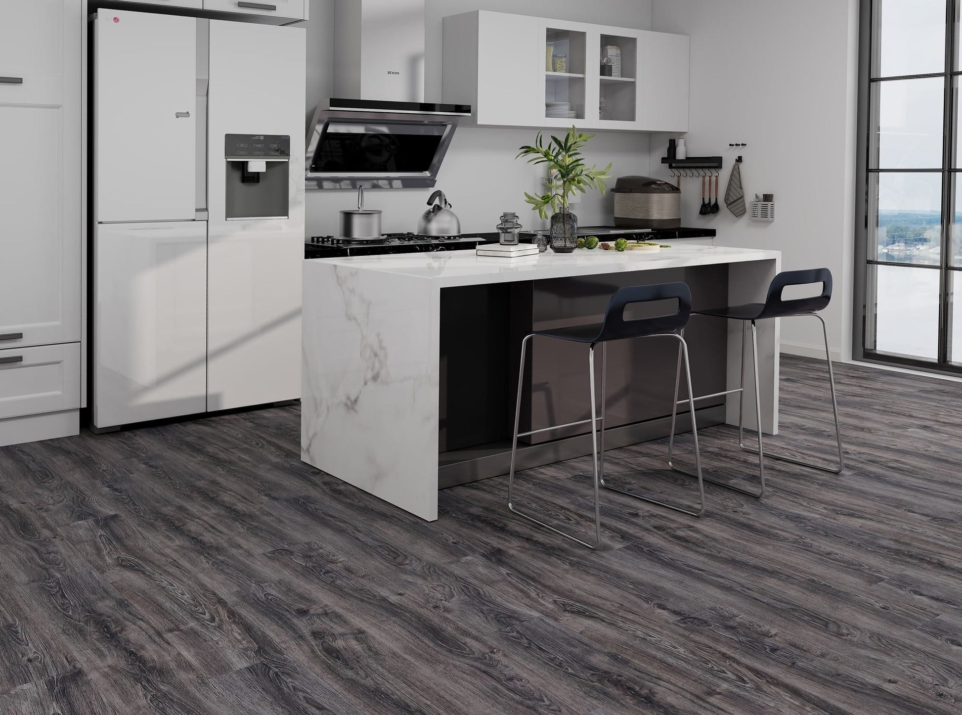 MTF Grey Dark Oak water-resistant laminate flooring render image