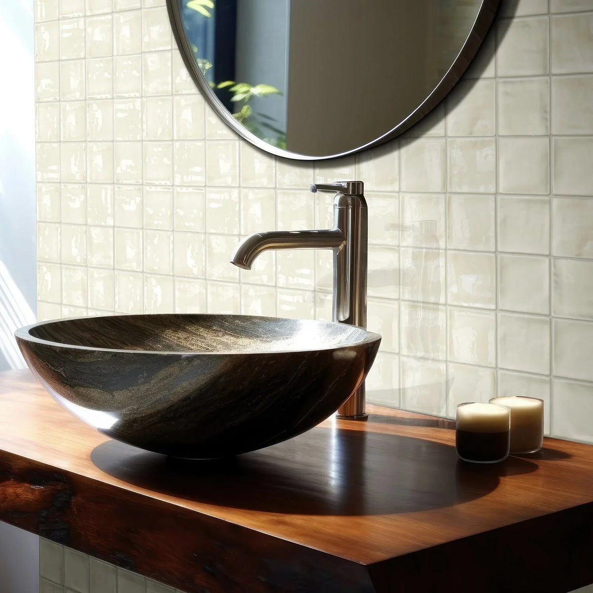 Luxe Beige ceramic tile lifestyle installation