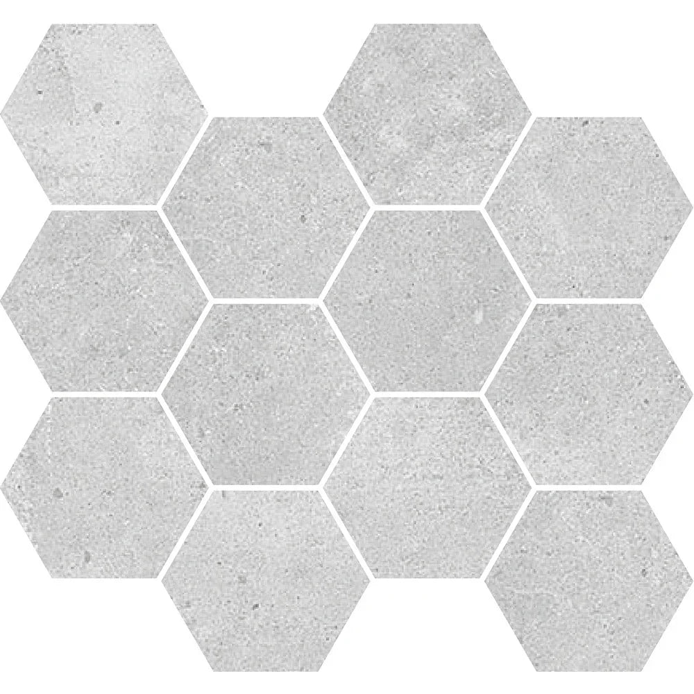 Paradigm Light Grey hexagon mosaic detail