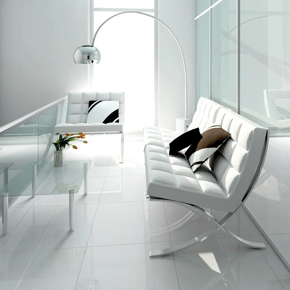 Pearl White porcelain tile interior