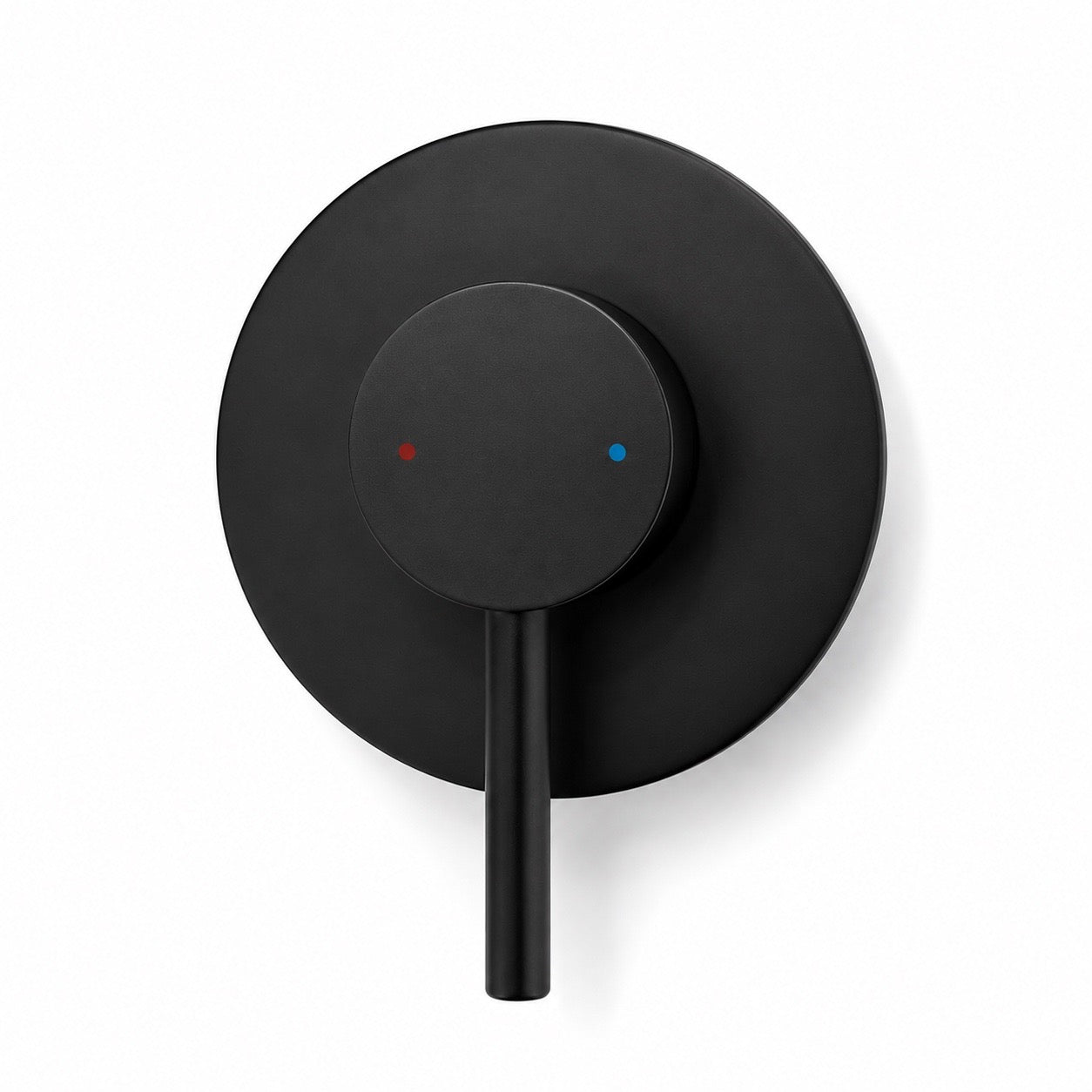 Nextyl matte black round shower mixer on white background