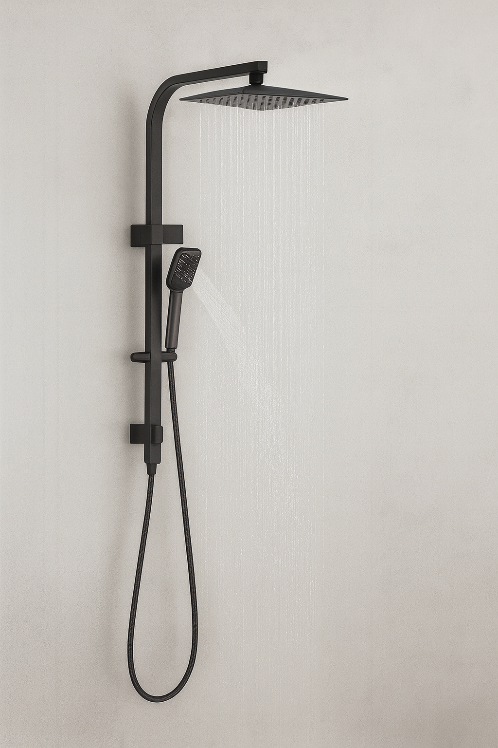 Premium 10" Rainfall Shower Head Set – Square Overhead & 3-Mode Handheld Spray | WELS Rated