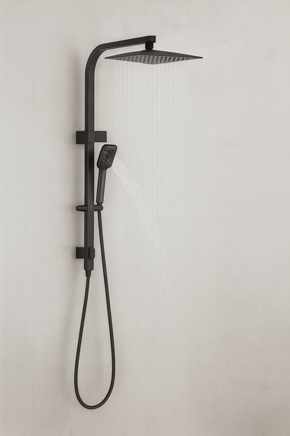 Premium 10" Rainfall Shower Head Set – Square Overhead & 3-Mode Handheld Spray | WELS Rated