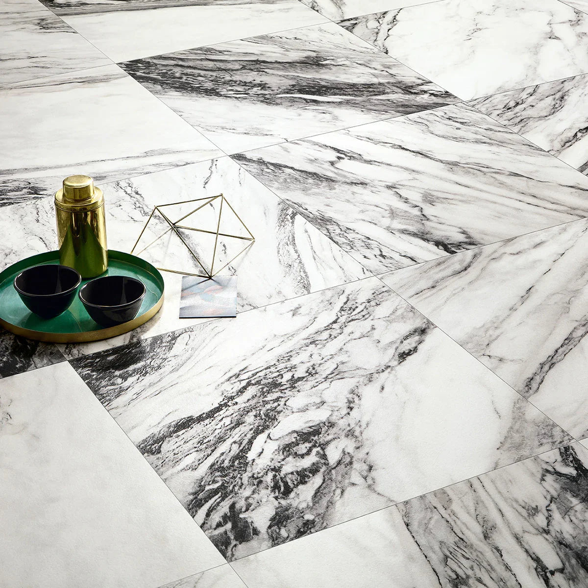 Touche Zebre marble-look porcelain tile lifestyle setting