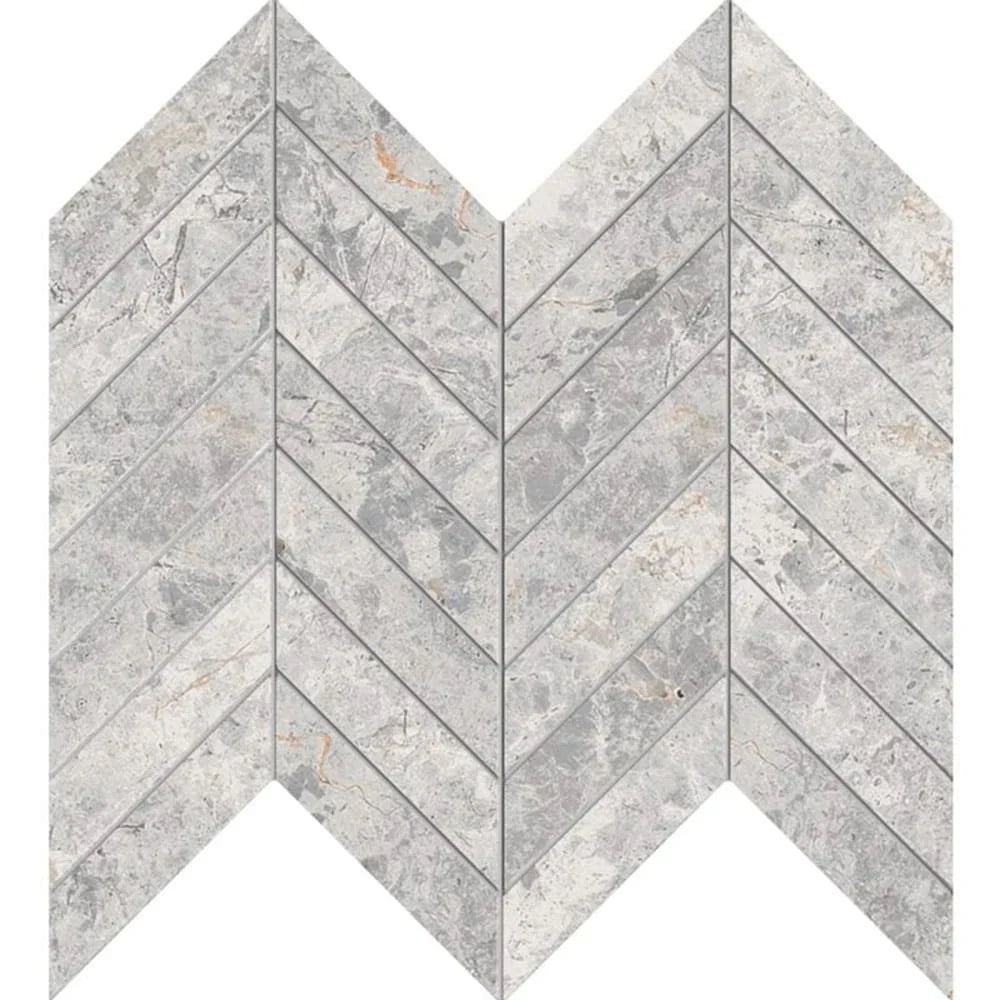 Tundra Grey Chevron mosaic close-up