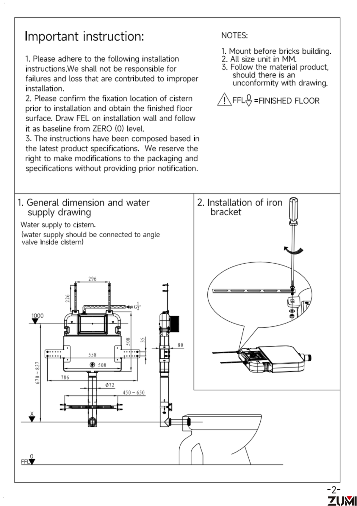 Zumi Zero Floor-Standing Toilet Suite with R&T Concealed Cistern and Flush Plate G30032 concealed cistern dimensions