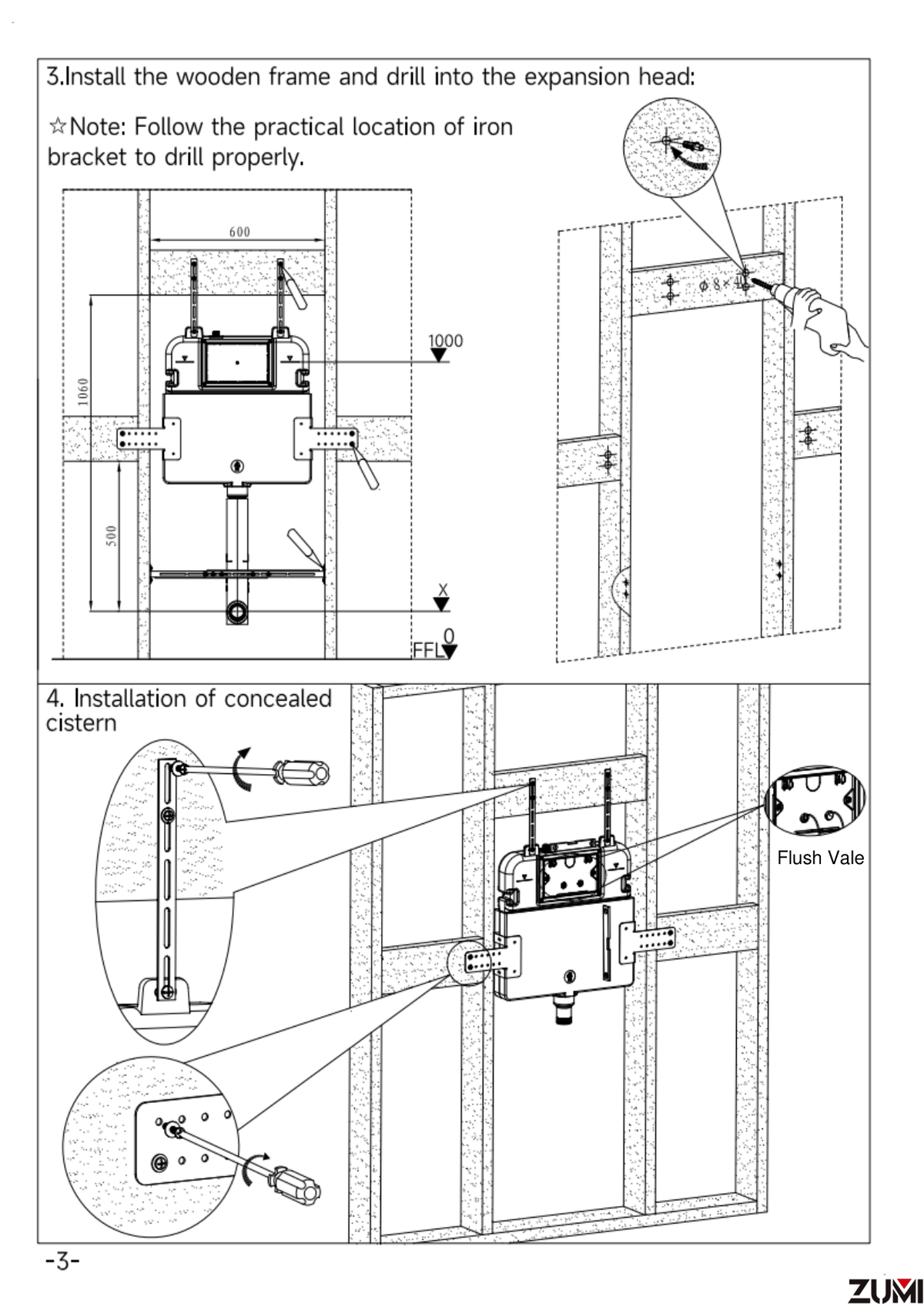 Zumi Zero Floor-Standing Toilet Suite with R&T Concealed Cistern and Flush Plate G30032 concealed cistern installation reference