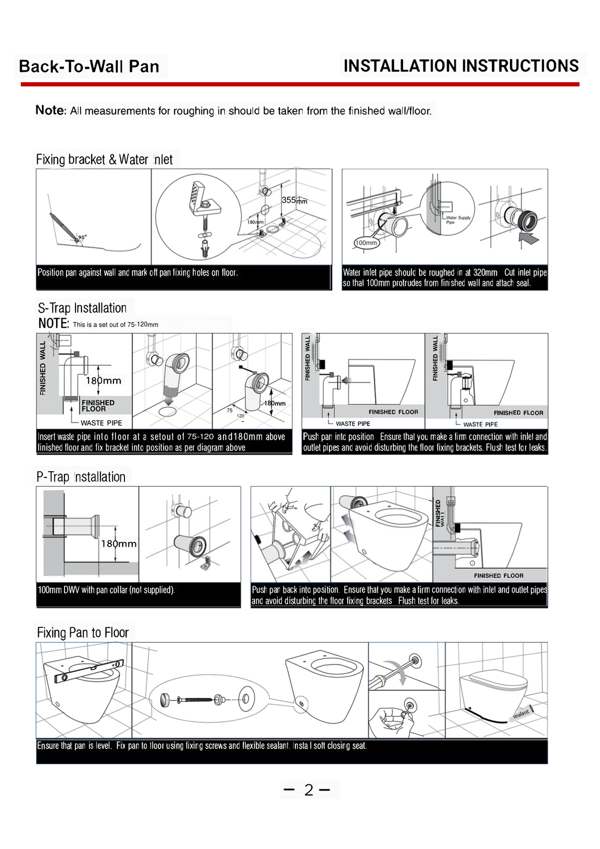 Zumi wall-faced toilet pan installation reference